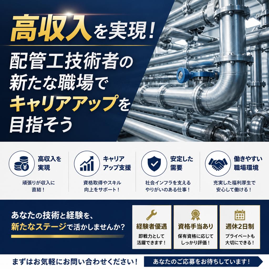 高収入を実現！配管工技術者の新たな職場でキャリアアップを目指そう