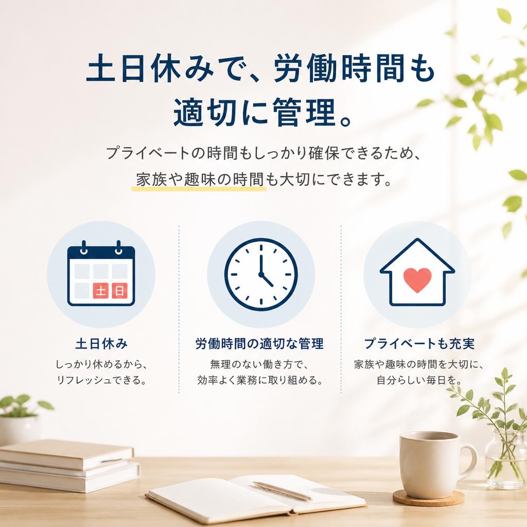 お休みも充実！プライベートとの両立